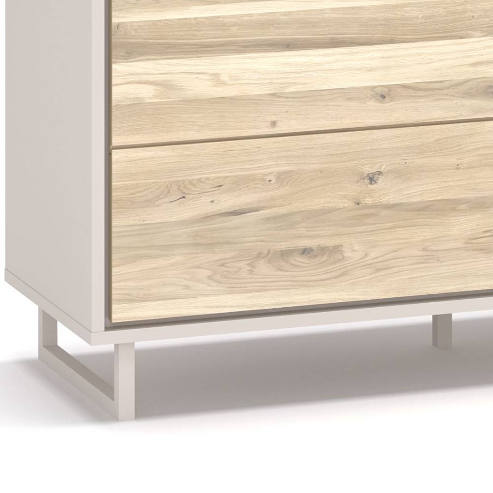 Kombi-Sideboard in Eiche Bianco und Kreideweiß - Loca