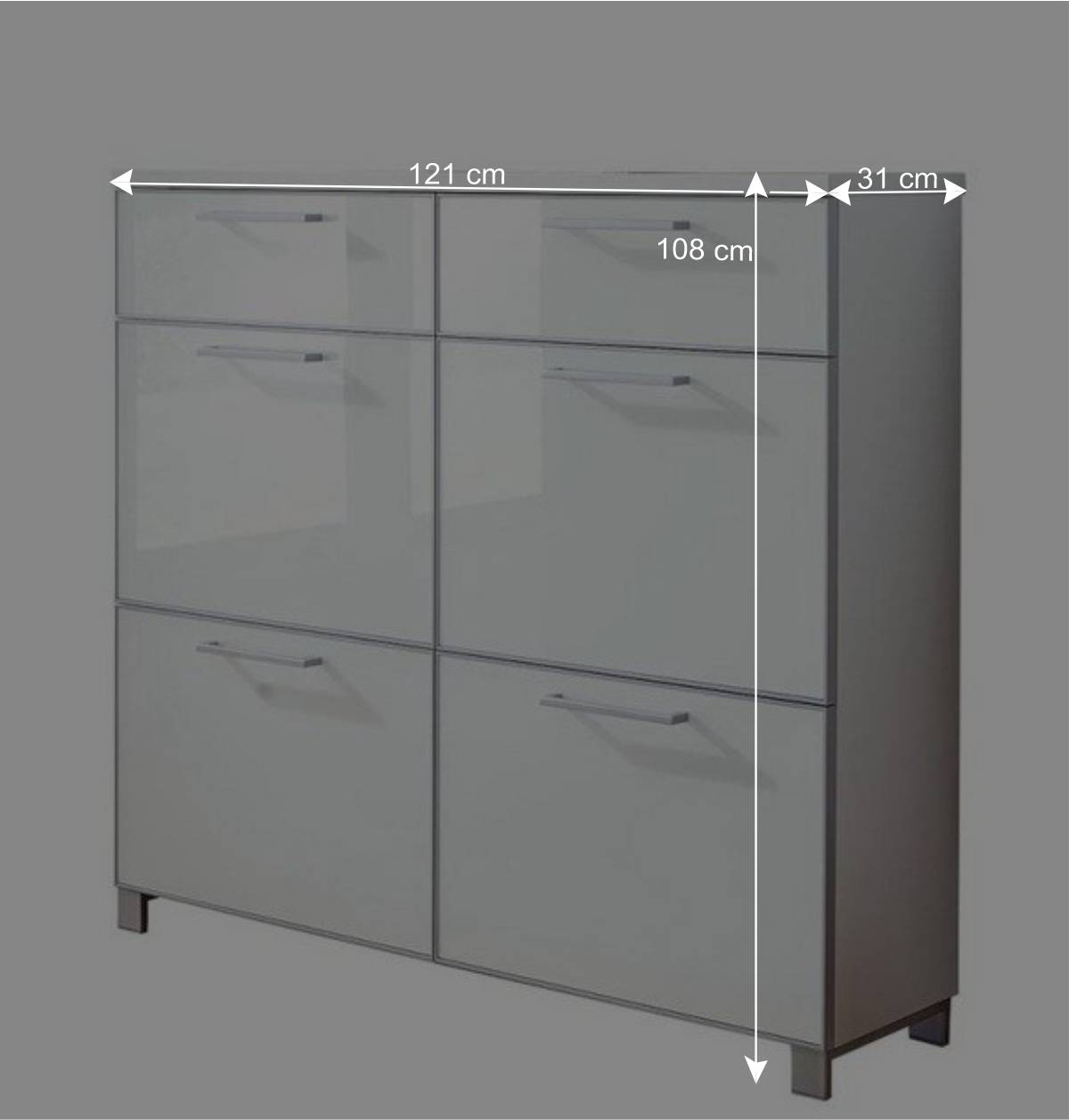 Flurmöbel Set Zoricano in Weiß Glas beschichtet (dreiteilig)