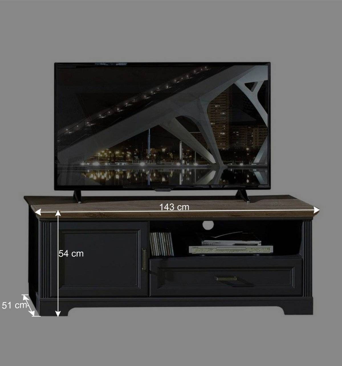 Landhaus TV Board in Grau - Thumbs