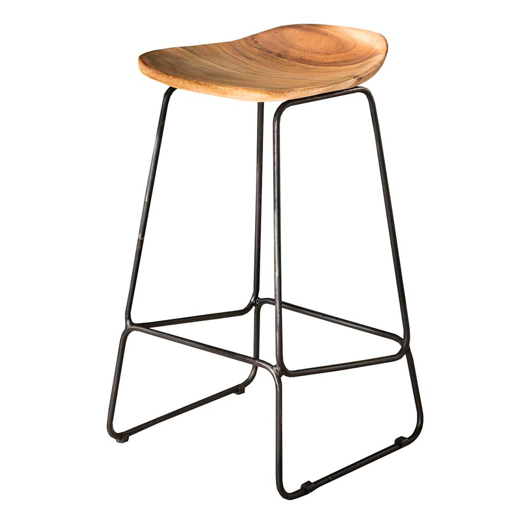 Barhocker mt Holzsitz aus Akazie - Cisca (4er Set)