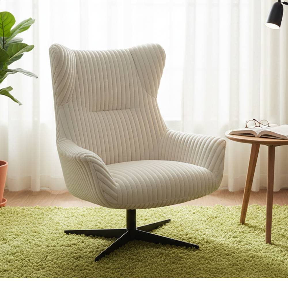 Drehbarer Designsessel in Offwhite Breitcord - Casir