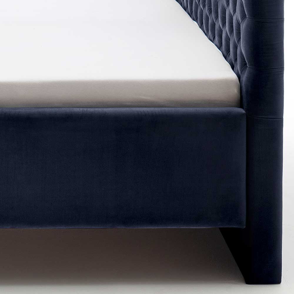 Chesterfield Polsterbett in Dunkelblau Samt - Ninian