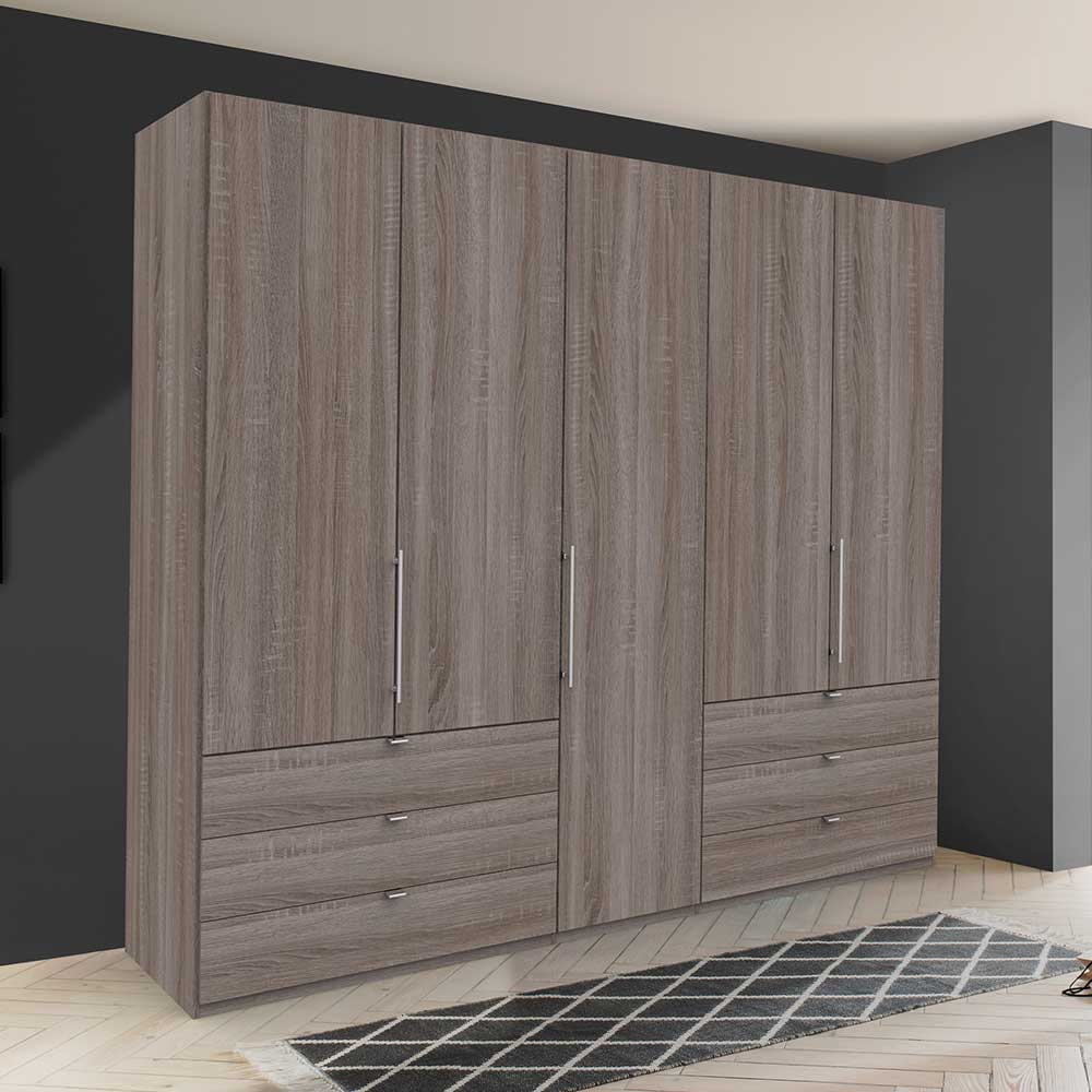 Gleittüren-Kleiderschrank in Holz-Optik - Crenba