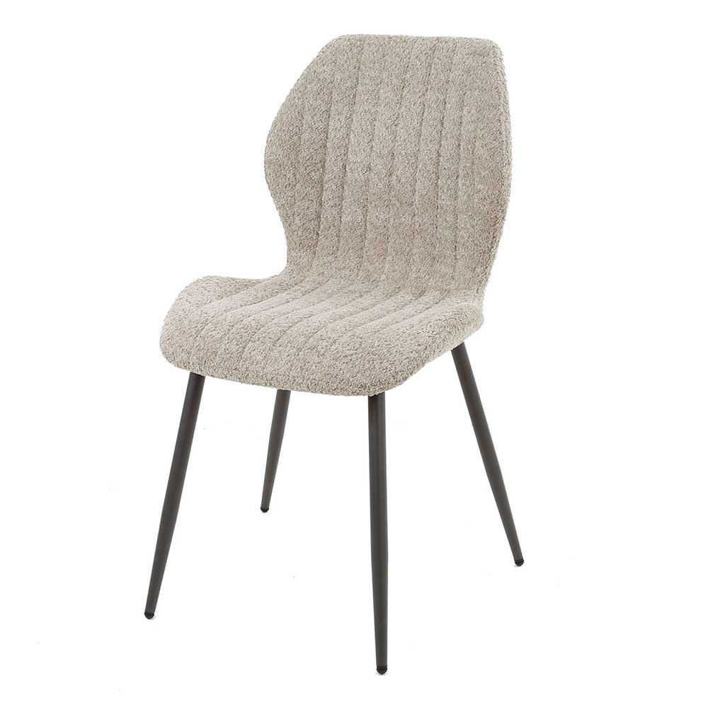 Boucle Schalenstuhl in Beige - Zogaria (4er Set)