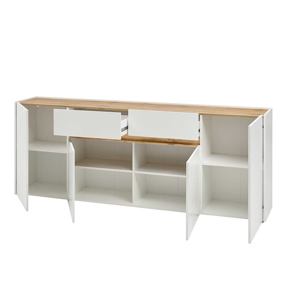 Offenes Sideboard mit variablen Einlegeböden und zwei geräumigen Schubladen – Nonessia