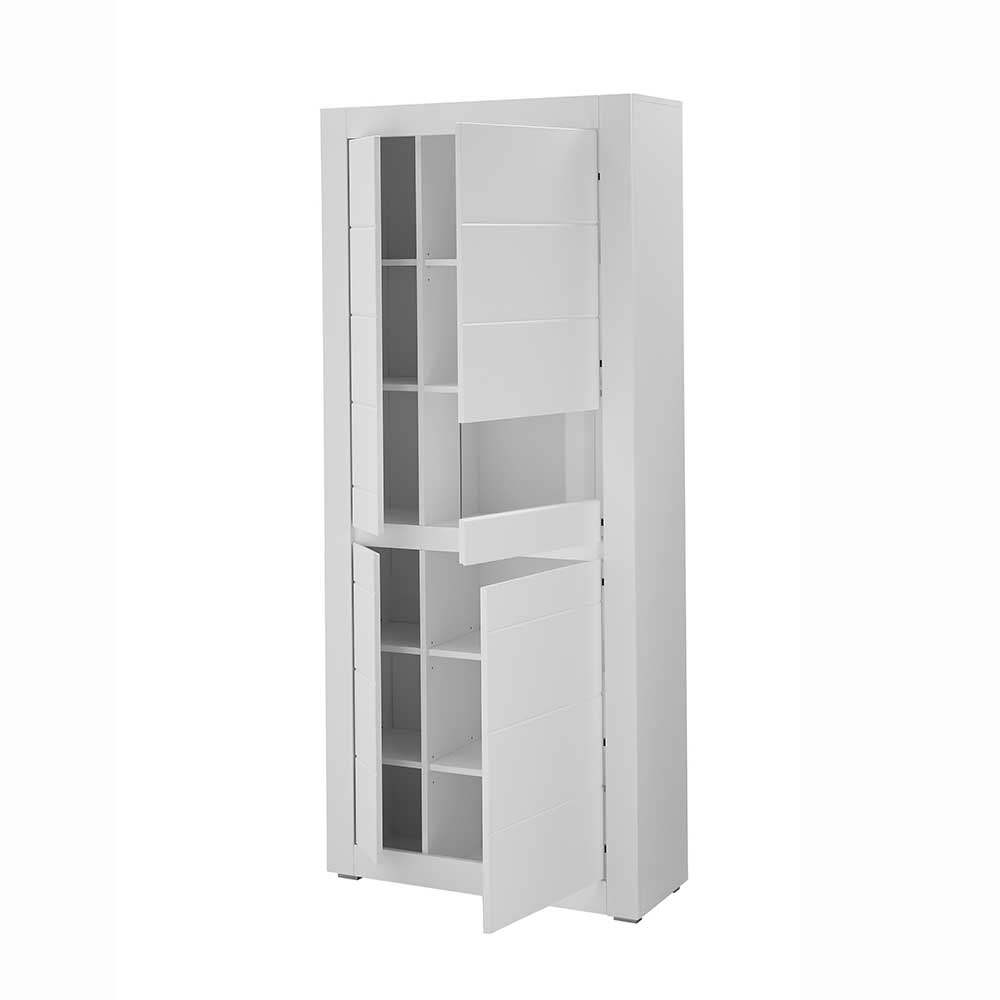 Vitrinenschrank in Weiß - 85x198x35 cm - Ilana