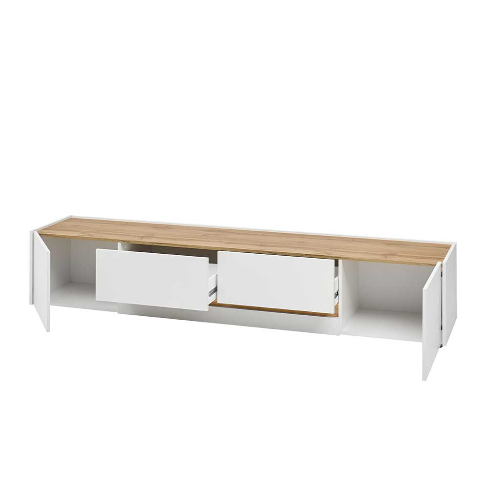 Design TV Board in Weiß & Wildeiche Optik - Nonessia