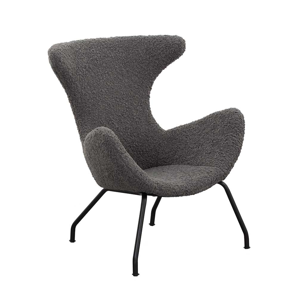 Stylischer Sessel mit grauem Plüsch bezogen - Simple