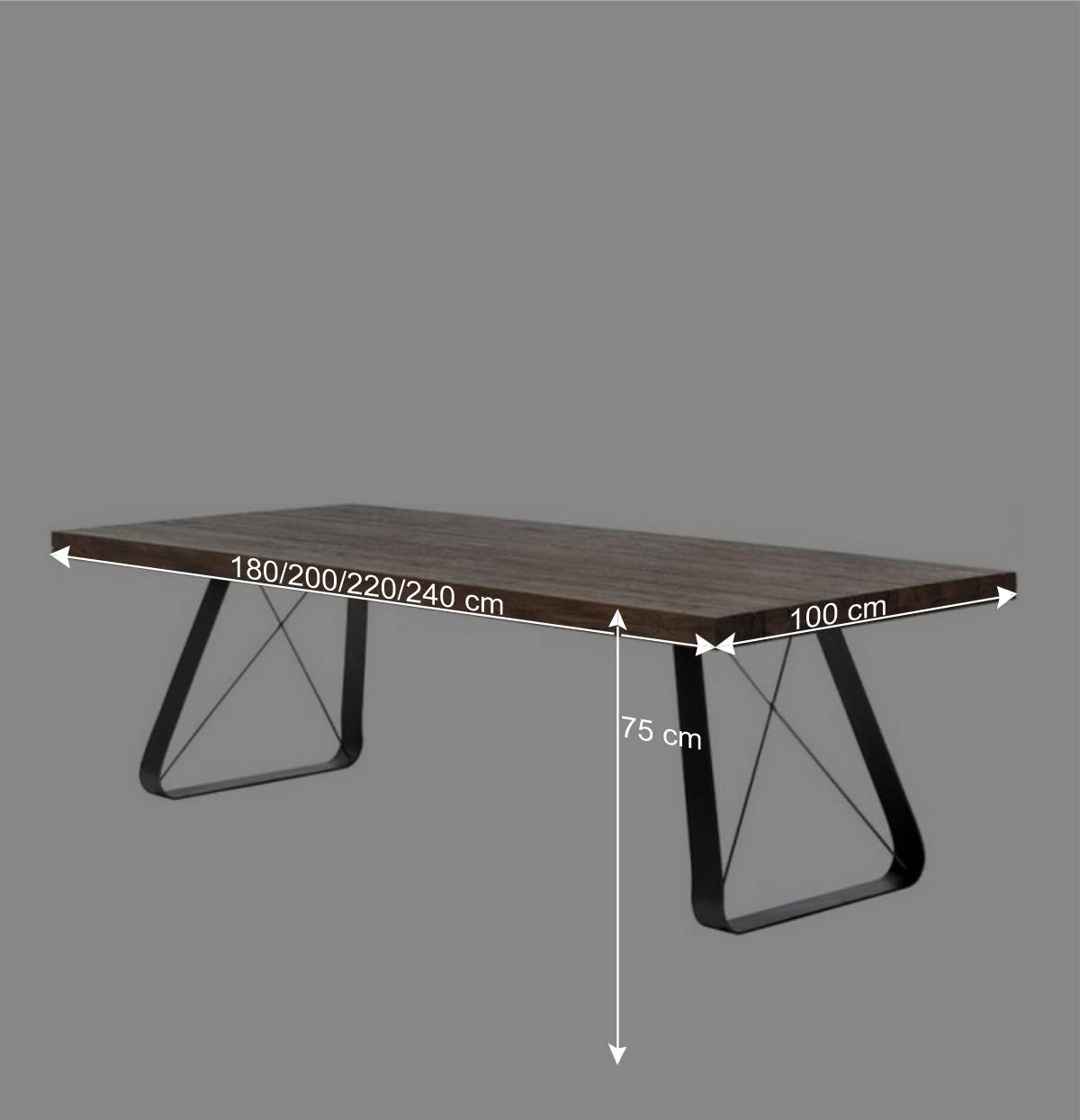Asteiche Industrial Tisch mit Stahl Gestell - Ventida