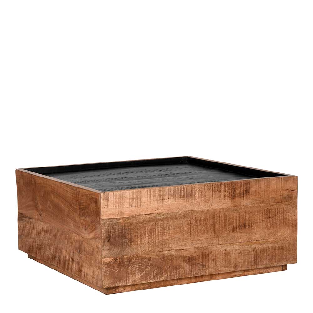 80x37x80 Holz Couchtisch in Schwarz & Natur - Lutos