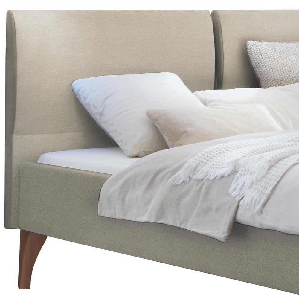 140x200 Stoffbett in Beige und Kernbuche - Dymcu