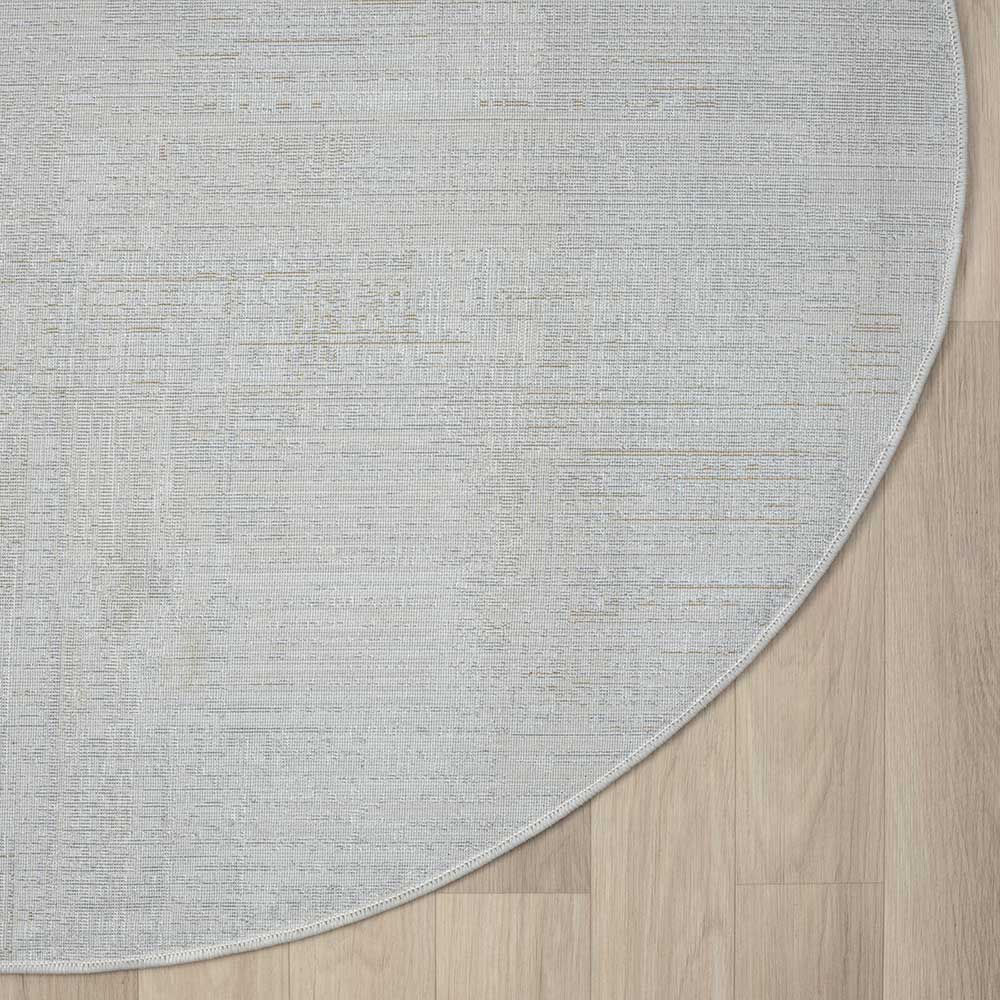 120 cm Runder Teppich in Hellgrau & Creme - Cranoz