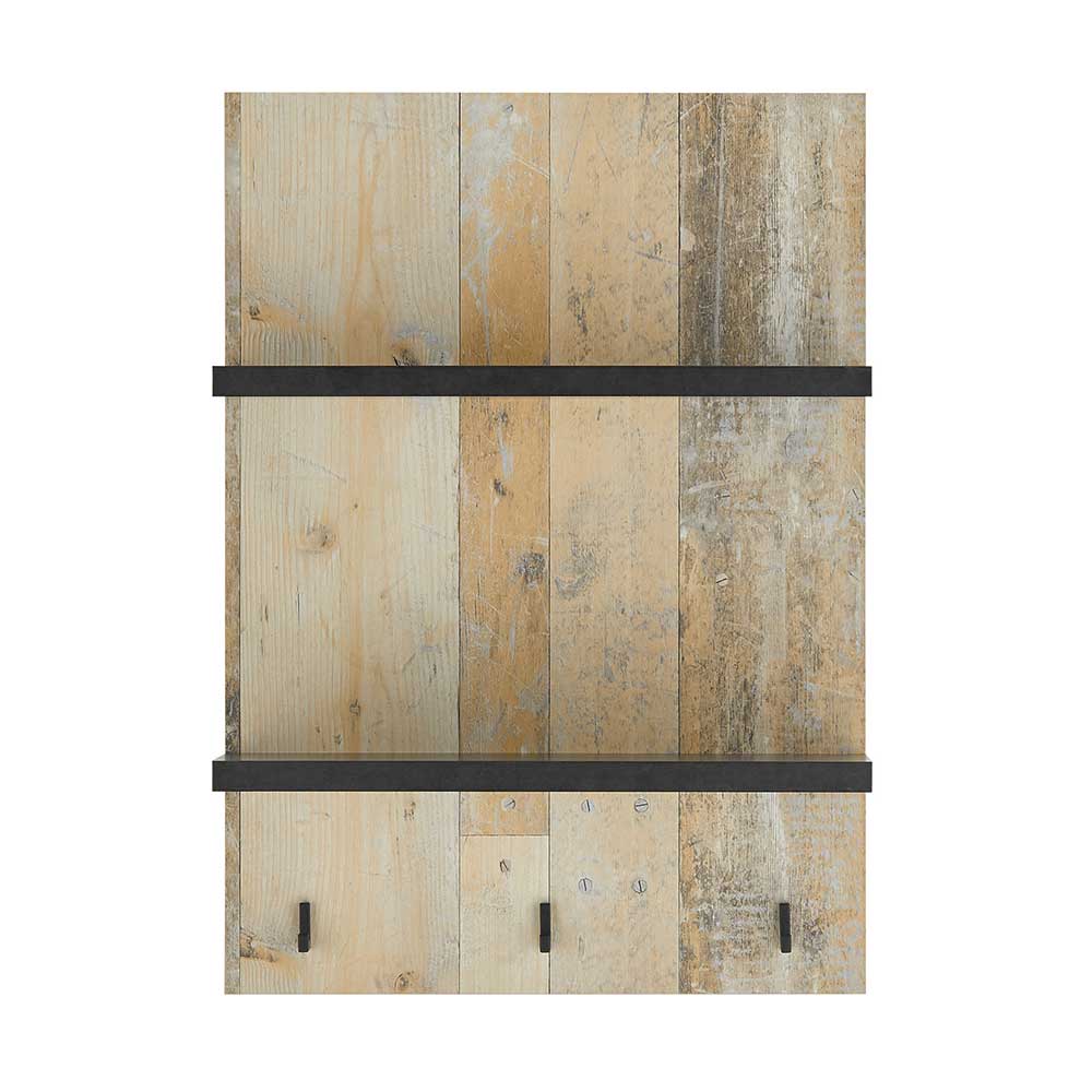 Country Style Wandboard mit 2 Böden & 3 Haken - Garisa