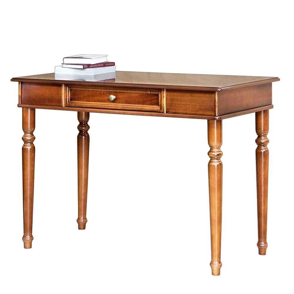 Brauner Holzschreibtisch mit eleganten Beinen und einer Schublade für das Arbeitszimmer – Kimms