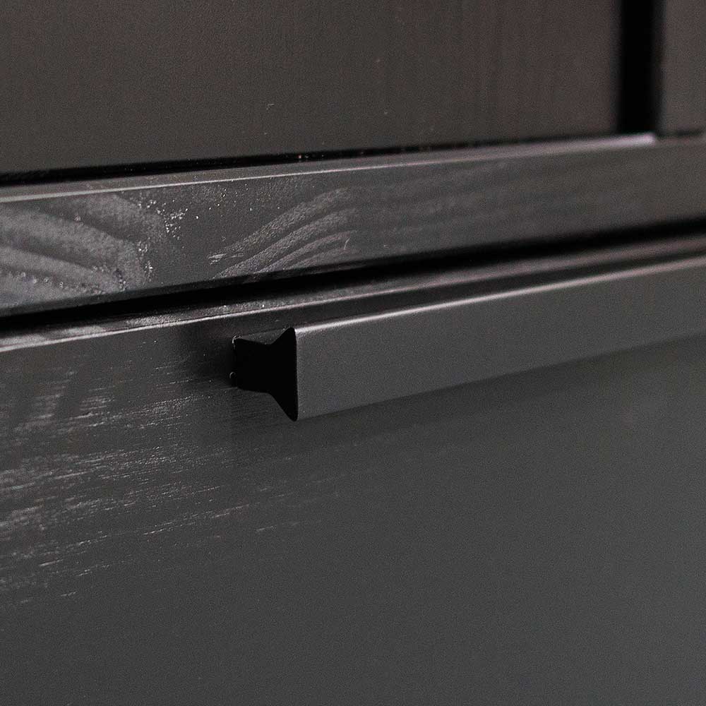 100x200x53 Schrank aus Kiefer in Schwarz - Drian