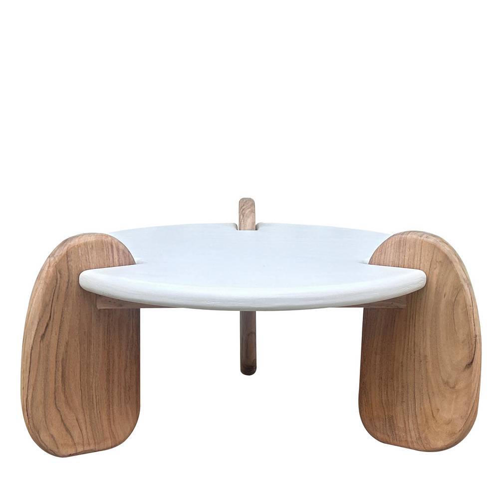 Skandi-Design-Couchtisch in Naturweiß und Akazie - Usilvea