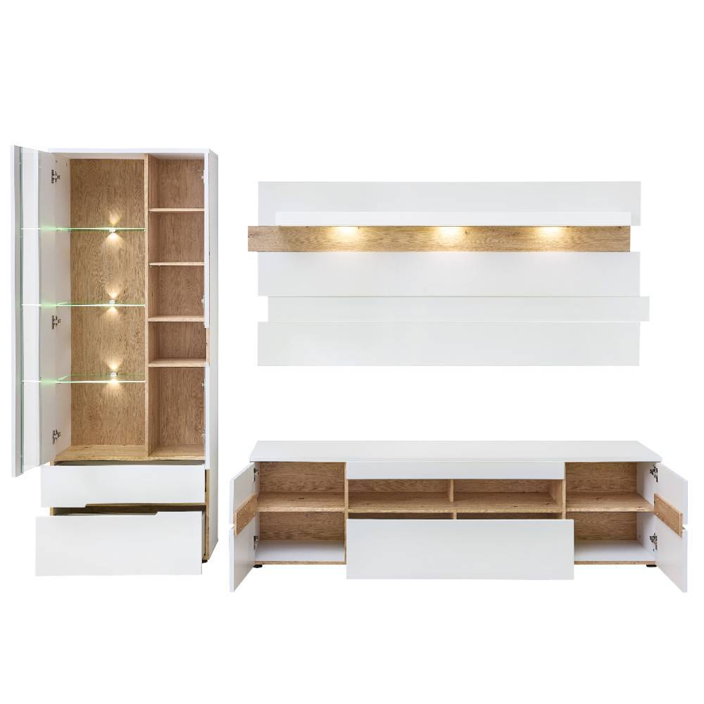 Wohnzimmer Anbauwand Set - Anesto (dreiteilig)