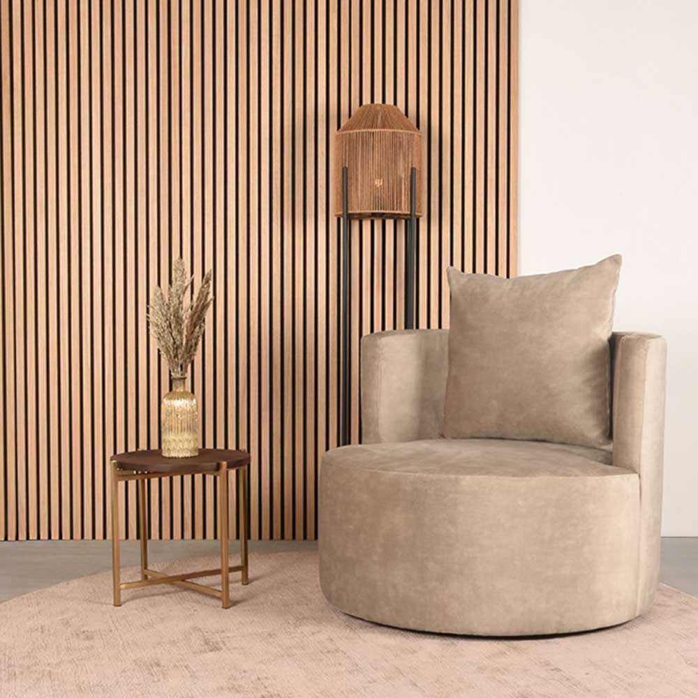 Polstersessel in Beige Velours - Sealand