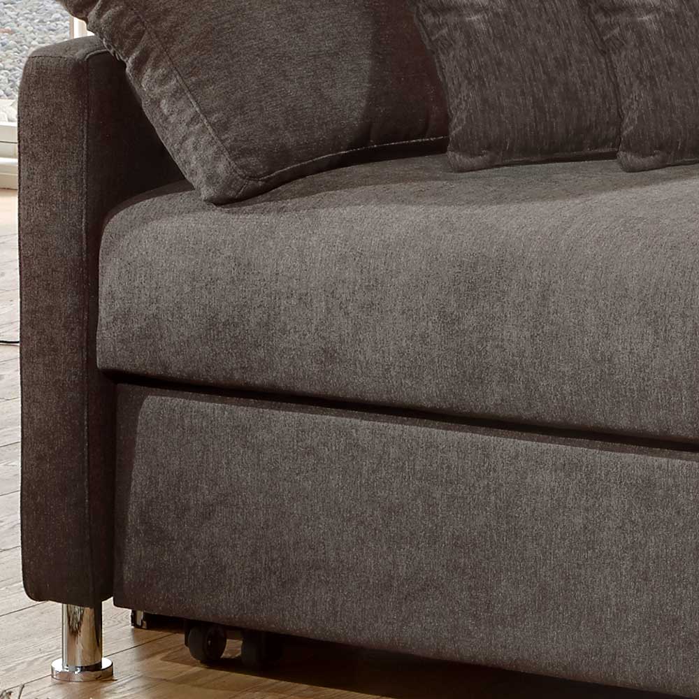 Klappsofa in Dunkelbraun Stoffbezug - Jovena