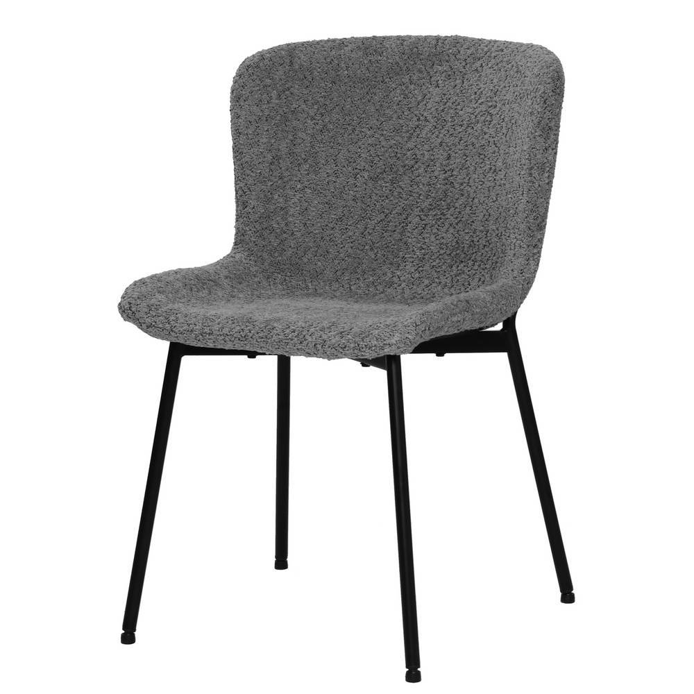 Schalenstühle aus Boucle Stoff in Grau - Aniel (2er Set)