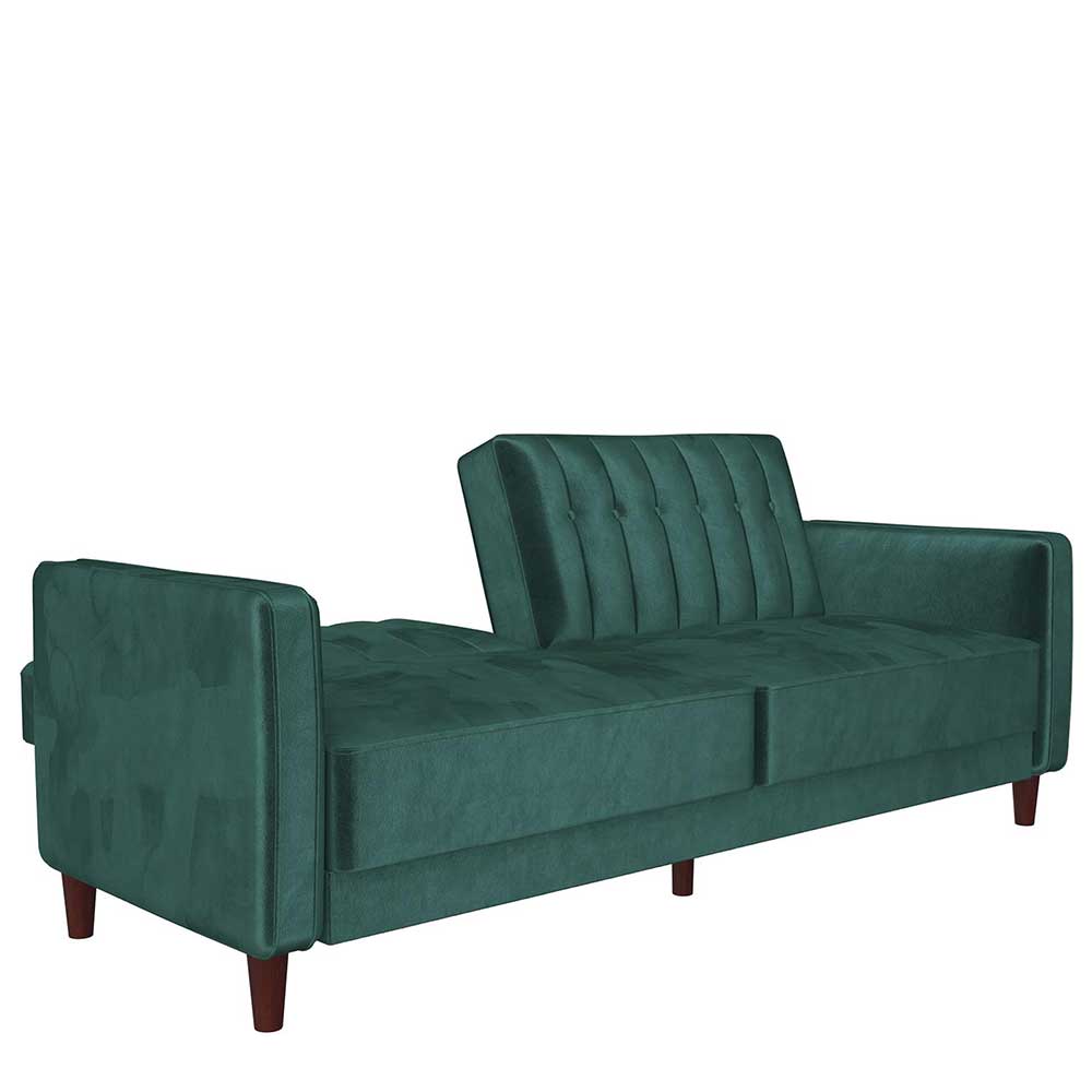 Samtsofa mit Bettfunktion in Grün - Puzi