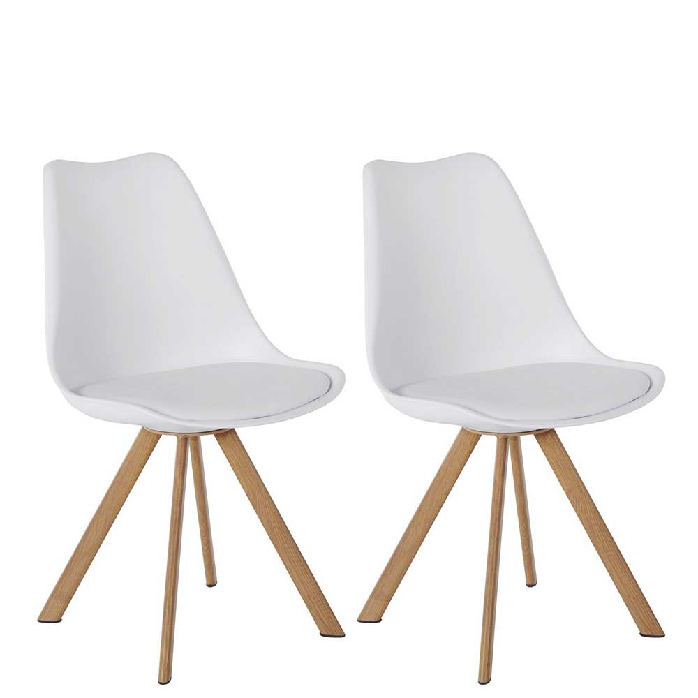 Schalenstühle in Weiß PP & Kunstleder - Pila (2er Set)
