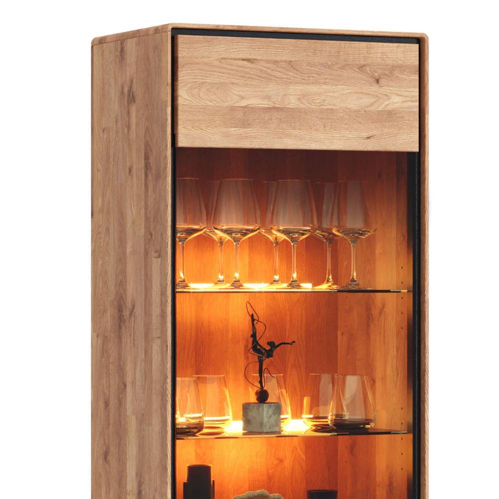 Wildeiche Vitrine in Natur mit Schwarz - Shipper
