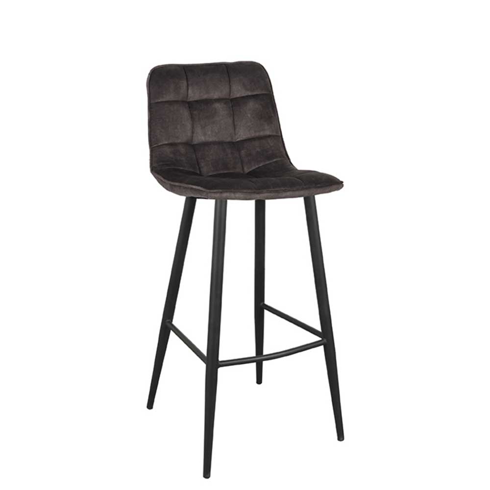 Velours Barstuhl Duo in Anthrazit - Caroli (2er Set)