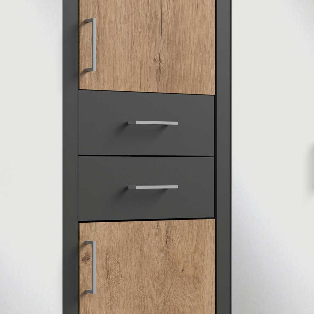 Kleiderschrank in Plankeneiche & Dunkelgrau - Blinks