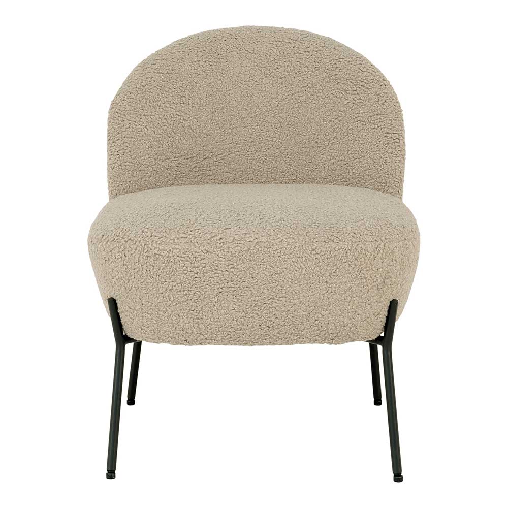 Plüsch Sessel ohne Armlehnen in Beige - Zutana