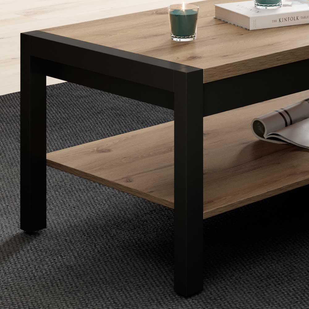 Couchtisch mit Ablage in Wildeiche Holzoptik - Zavorra
