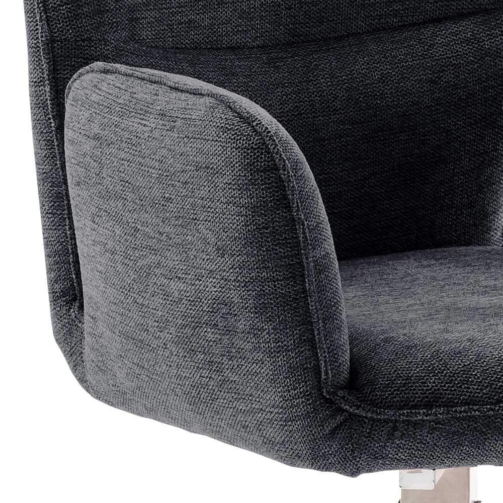 Polsterstuhl aus Chenille in Anthrazit - Makan (2er Set)