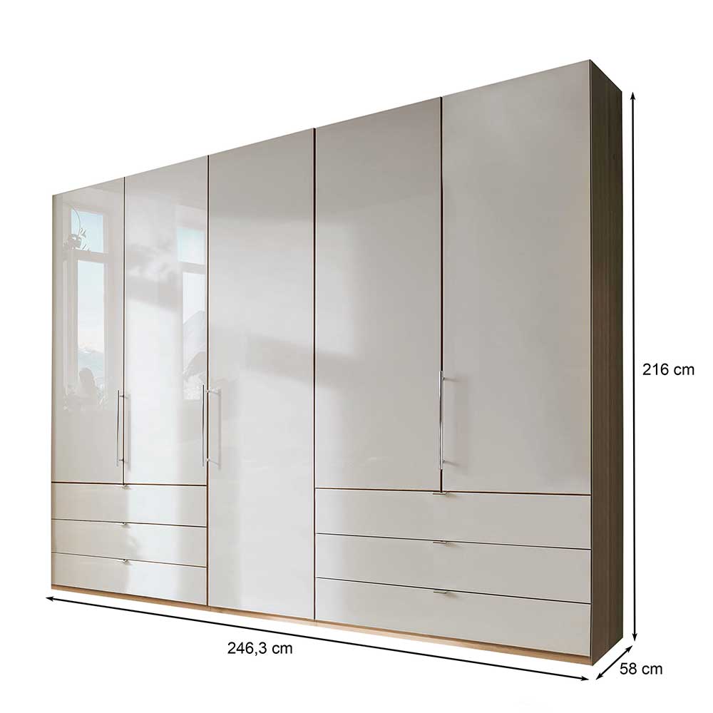 Schlafzimmerkleiderschrank in Beige Glas - Lesegano