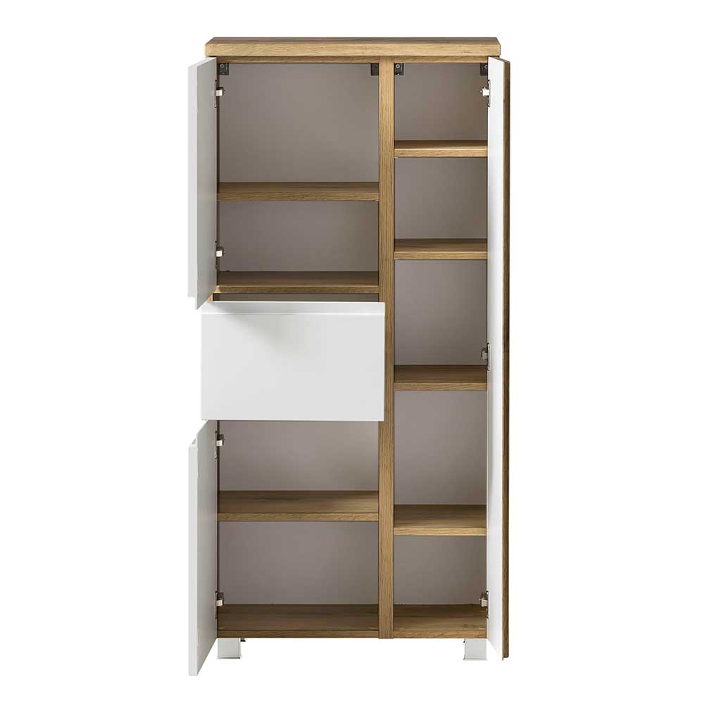 Midi Badezimmerschrank in Weiß & Wildeiche - Eight