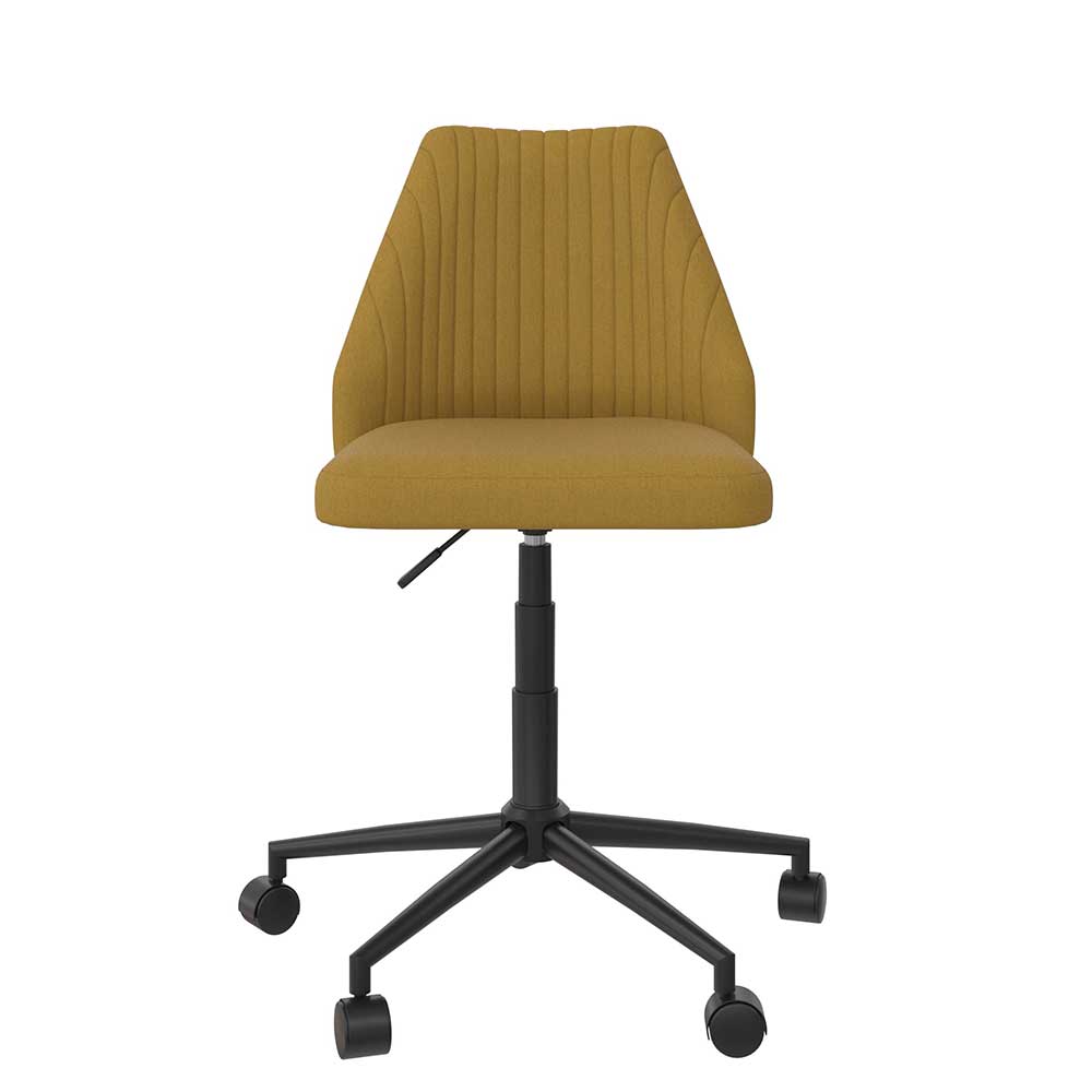 Gelber Stoff Office Drehstuhl mit vertikal gesteppter Rückenlehne und Rollen – Taba