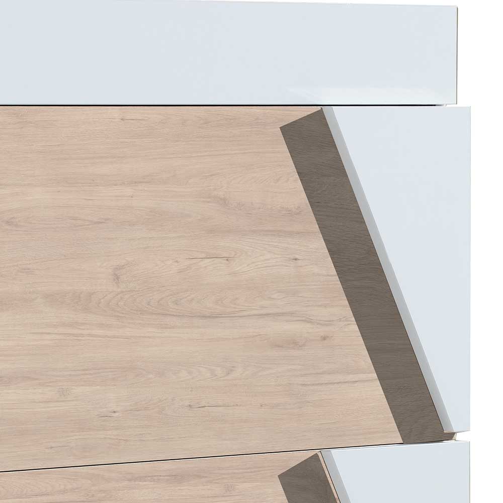 Schuhklappenschrank in Weiß & Eiche Bianco - Nicalo