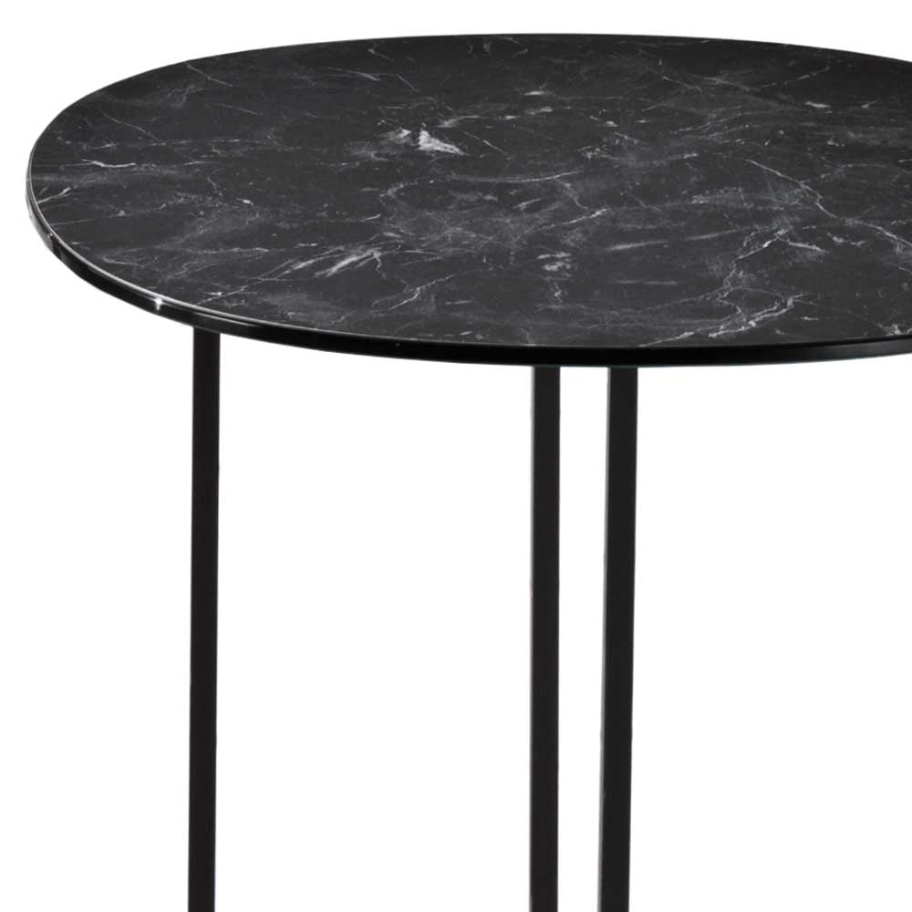 Glas Beistelltisch in schwarzer Marmoroptik - Sidgarus