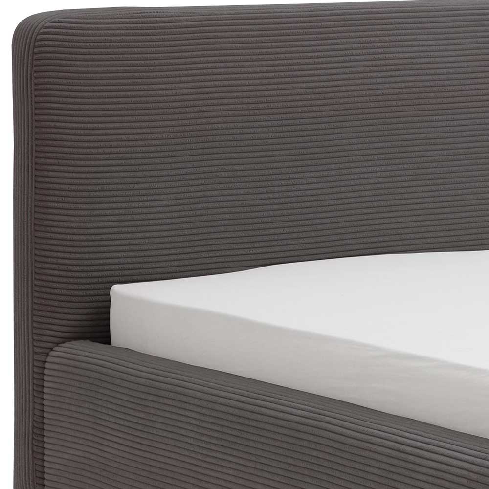 Graues Polsterbett mit Cord Bezug - Danae