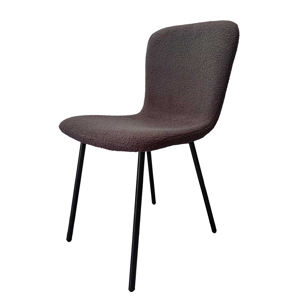 Schalenstühle in Dunkelgrau Boucle - Cranita (4er Set)