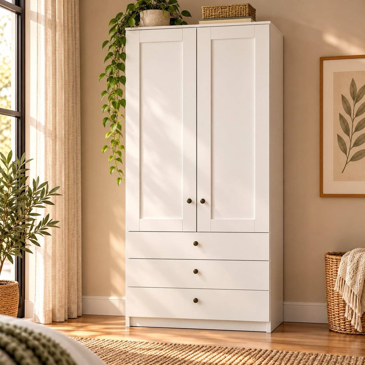 100cm Kleiderschrank mit 2 Türen & 3 Schubladen - Flinn