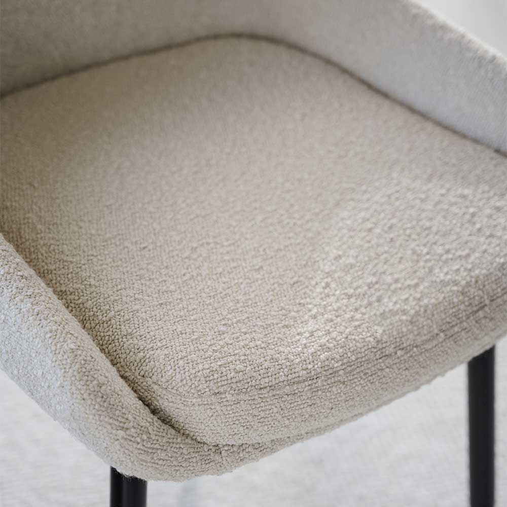 Polsterstuhl aus Boucle Stoff in Beige - Rojito (2er Set)