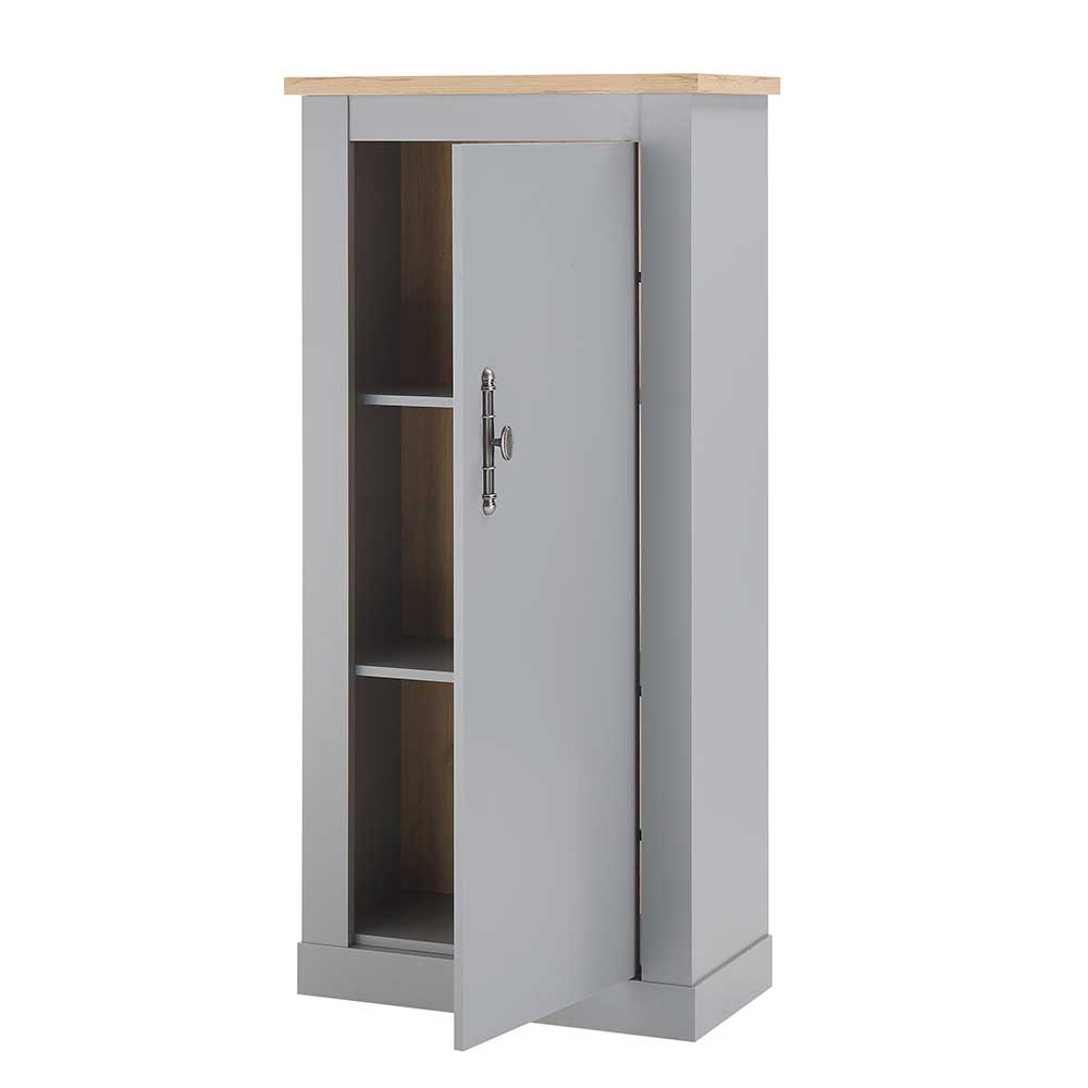 68x142x37 Landhaus Schrank in Lichtgrau & Eiche NB - Buleta