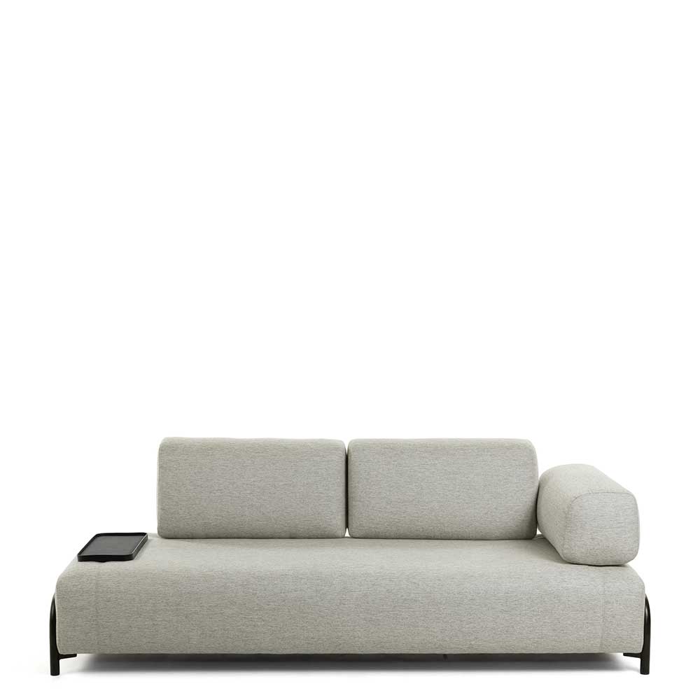 Beigefarbene Zweisitzer Couch mit Anstelltisch - Curacao