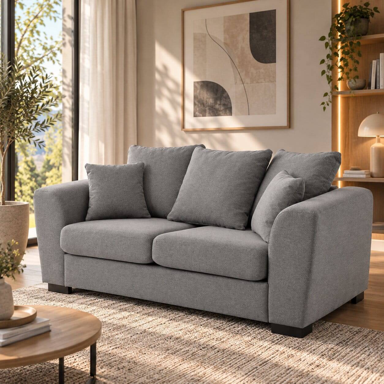 2-Sitzer Couch in Grau Webstoff - Krista