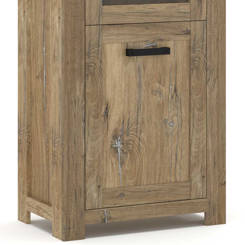 65x200x40 2-türige Vitrine in Eiche Dunkel - Fanos