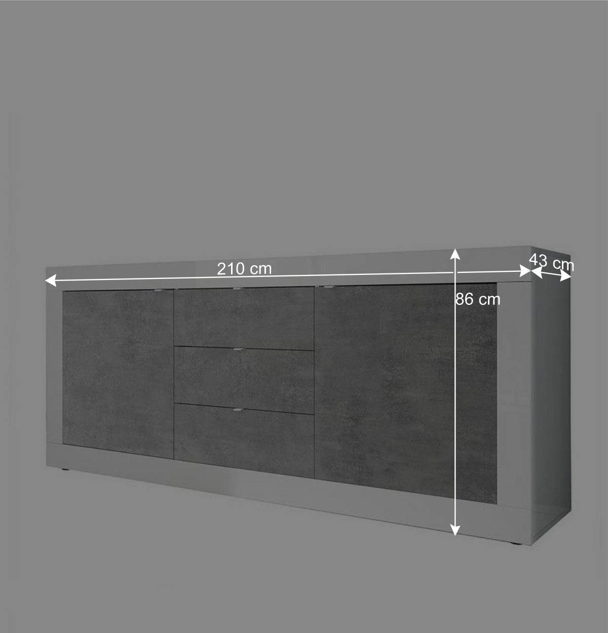 Sideboard in Betonoptik & Weiß HG - Narandu