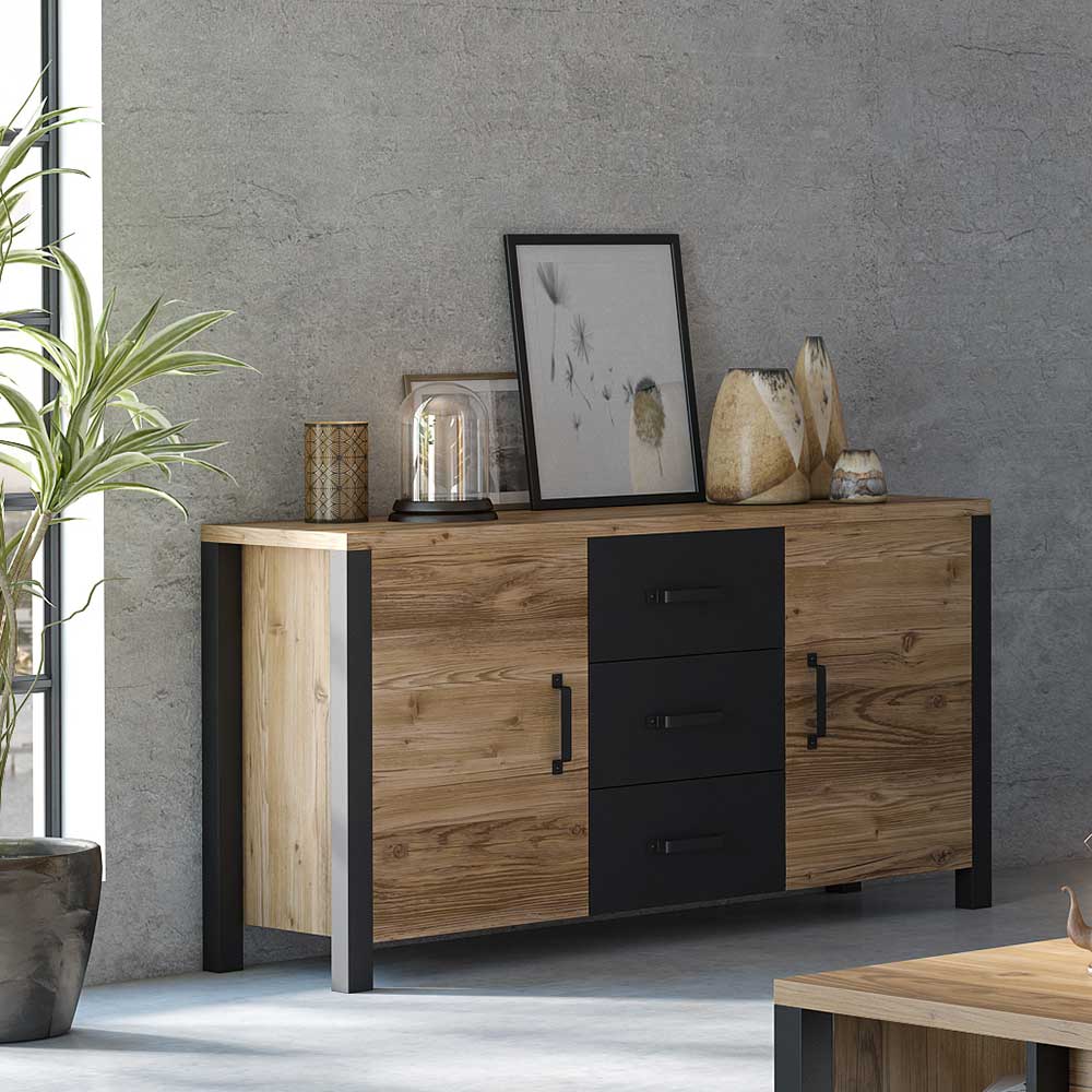 Wohnzimmer Kommode in Fichte Optik - Simeona