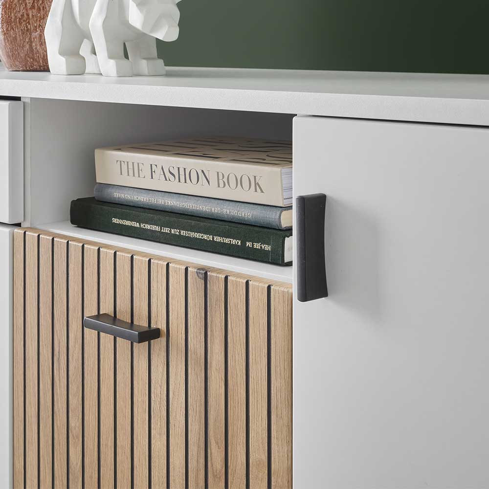 Design Sideboard in Mattweiß mit Wildeiche - Nenaloro