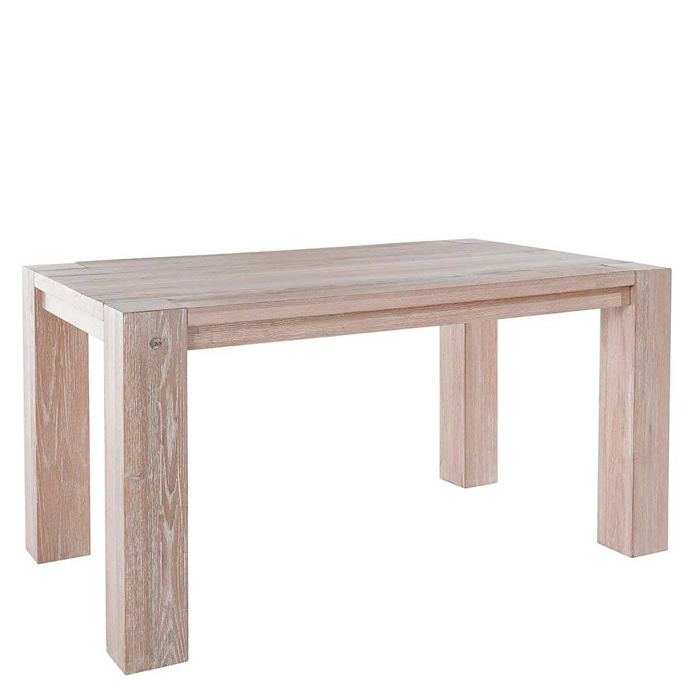 Massiver Esstisch aus Wildeiche White Wash - Aribert
