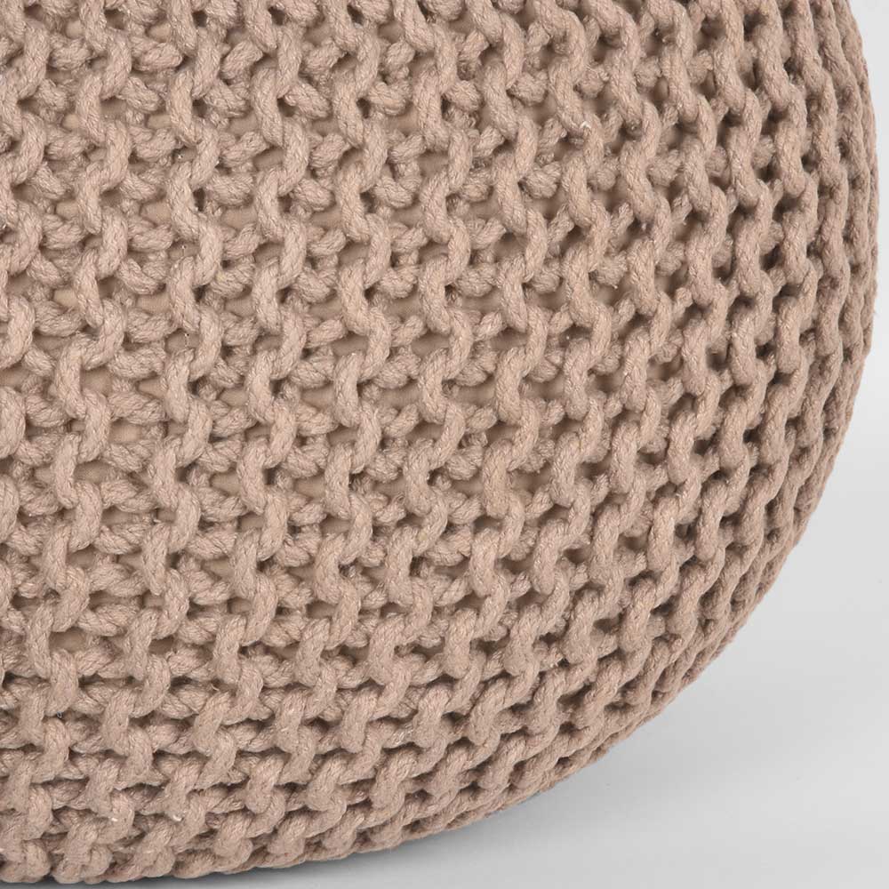 Runder Sitzpouf aus Strickstoff in Beige - Zardar